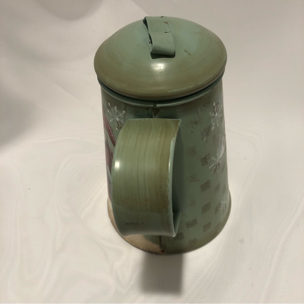 Yankee Candle Vintage/Primitive Style Metal Teapot Votive Candle Holder Snowman - Picture 3 of 7